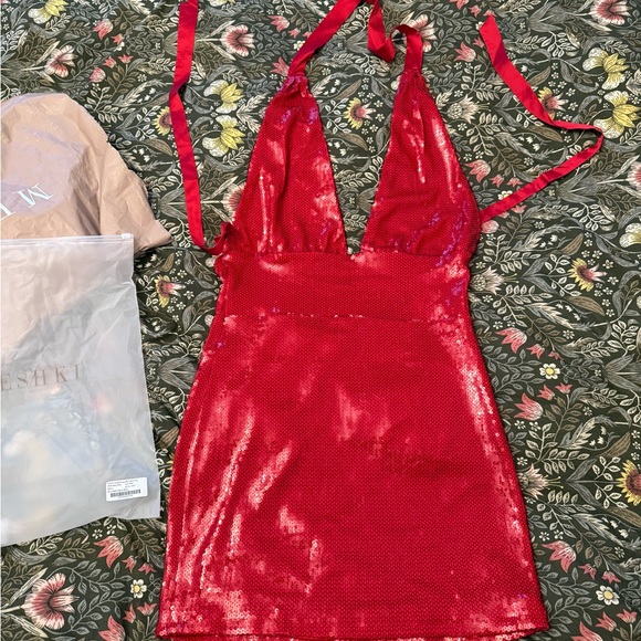 Meshki Carleigh red sequin halter dress - Picture 4 of 8